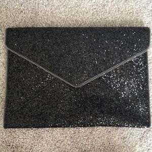 Rebecca Minkoff “Leo” Black Glitter Clutch